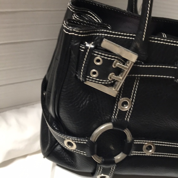 Luella leather satchel with rolled double handles and silver tone hardware. EUC - Picture 9 of 16